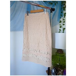 Pink/nude Lace Pencil Skirt